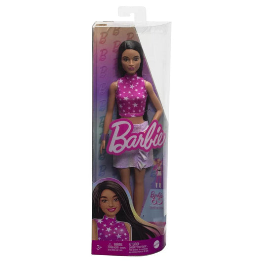 PAPUSA BARBIE FASHIONISTA BRUNETA CU TOP CU STELUTE - Atelieru' lui Mesterica