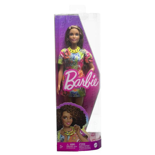 PAPUSA BARBIE FASHIONISTA SATENA CU ROCHIE CU IMPRIMEU GOOD VIBES - Atelieru' lui Mesterica