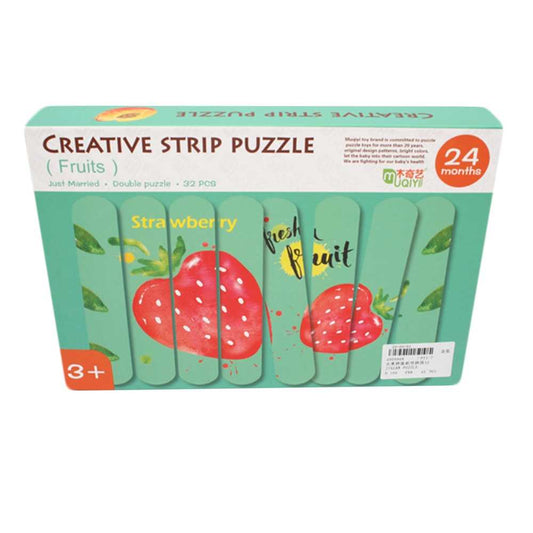 Puzzle betisoare din lemn, Fructe, 32 piese Atelieru' lui Mesterica | Jucarii, haine si incaltaminte pentru copii