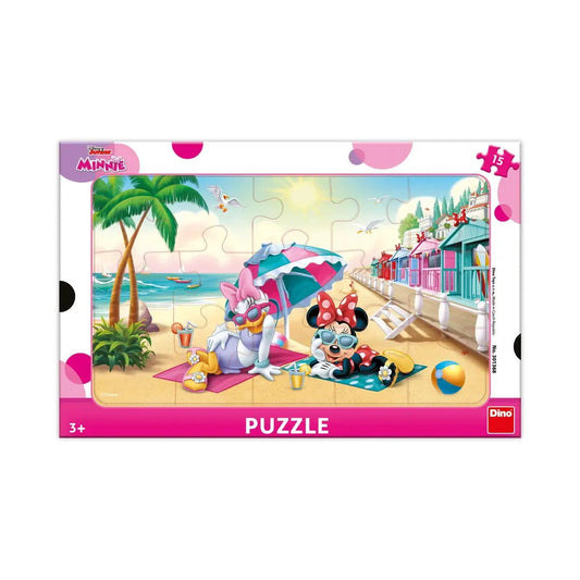 Puzzle cu rama - Minnie si Daisy la plaja (15 piese) Atelieru' lui Mesterica | Jucarii, haine si incaltaminte pentru copii