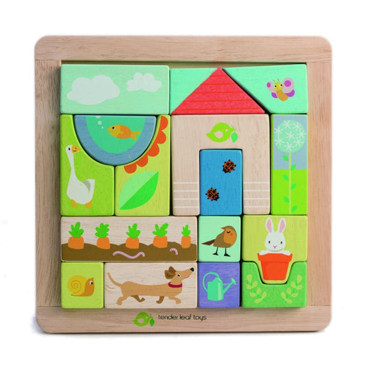 Puzzle educativ ilustratii din gradina, din lemn, 17 piese Atelieru' lui Mesterica | Jucarii, haine si incaltaminte pentru copii