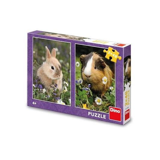 Puzzle Iepurasul si Porcusorul de Guinea, 2x48 piese - DINO TOYS - Atelieru' lui Mesterica