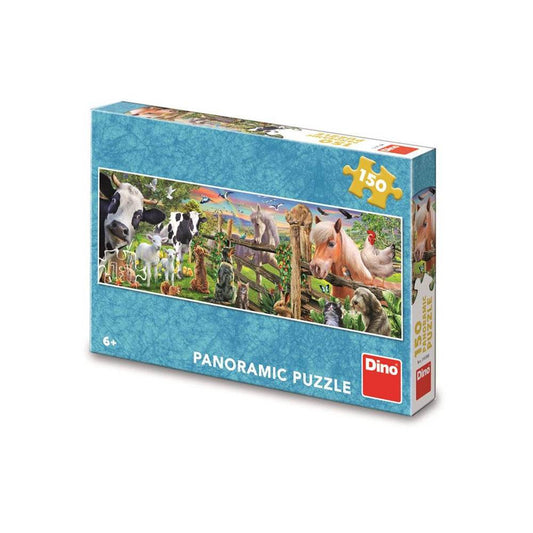 Puzzle panoramic Animale ferma, 150 piese - DINO TOYS Atelieru' lui Mesterica | Jucarii, haine si incaltaminte pentru copii