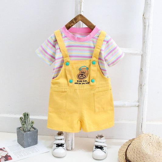 Salopeta galbena cu tricou - Bear Atelieru' lui Mesterica | Jucarii, haine si incaltaminte pentru copii
