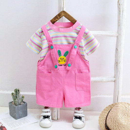 Salopeta roz cu tricou - Bunny Atelieru' lui Mesterica | Jucarii, haine si incaltaminte pentru copii