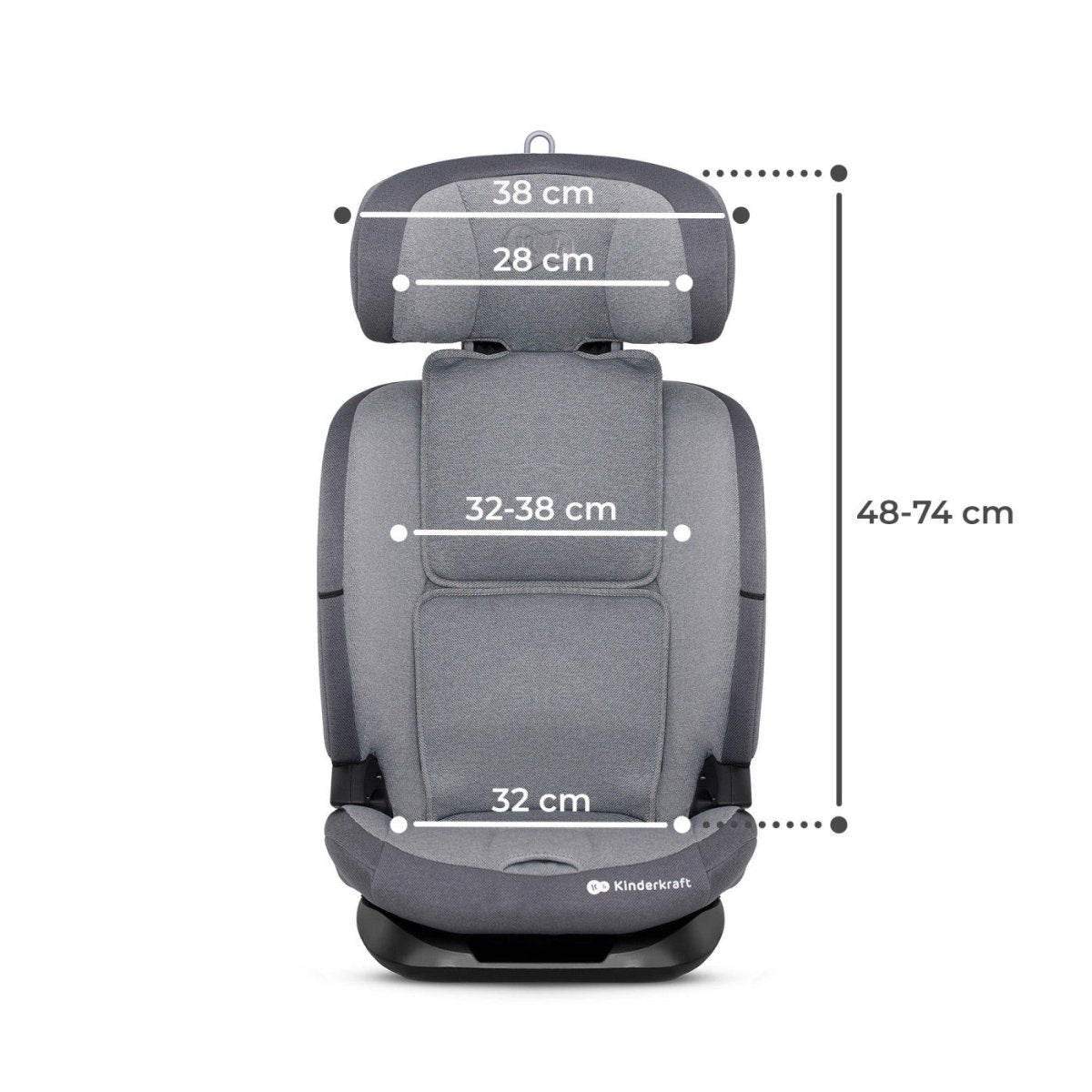 SCAUN AUTO I - SIZE, 76 - 150 CM, KINDERKRAFT ONETO 3, ISOFIX, COOL GREY Atelieru' lui Mesterica | Jucarii, haine si incaltaminte pentru copii