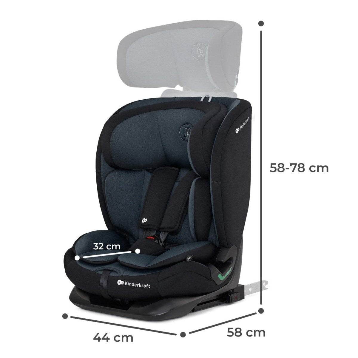 SCAUN AUTO I - SIZE, 76 - 150 CM, KINDERKRAFT ONETO 3, ISOFIX, GRAPHITE BLACK Atelieru' lui Mesterica | Jucarii, haine si incaltaminte pentru copii