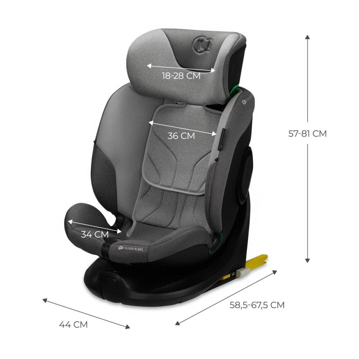 SCAUN AUTO KINDERKRAFT I - FIX, I - SIZE 40 - 150 CM, COOL GREY Atelieru' lui Mesterica | Jucarii, haine si incaltaminte pentru copii