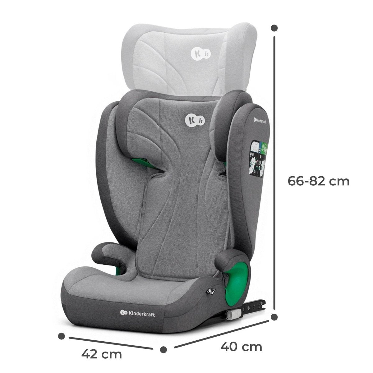SCAUN AUTO KINDERKRAFT JUNIOR FIX2 I - SIZE, 100 - 150 CM, ROCKET GREY Atelieru' lui Mesterica | Jucarii, haine si incaltaminte pentru copii
