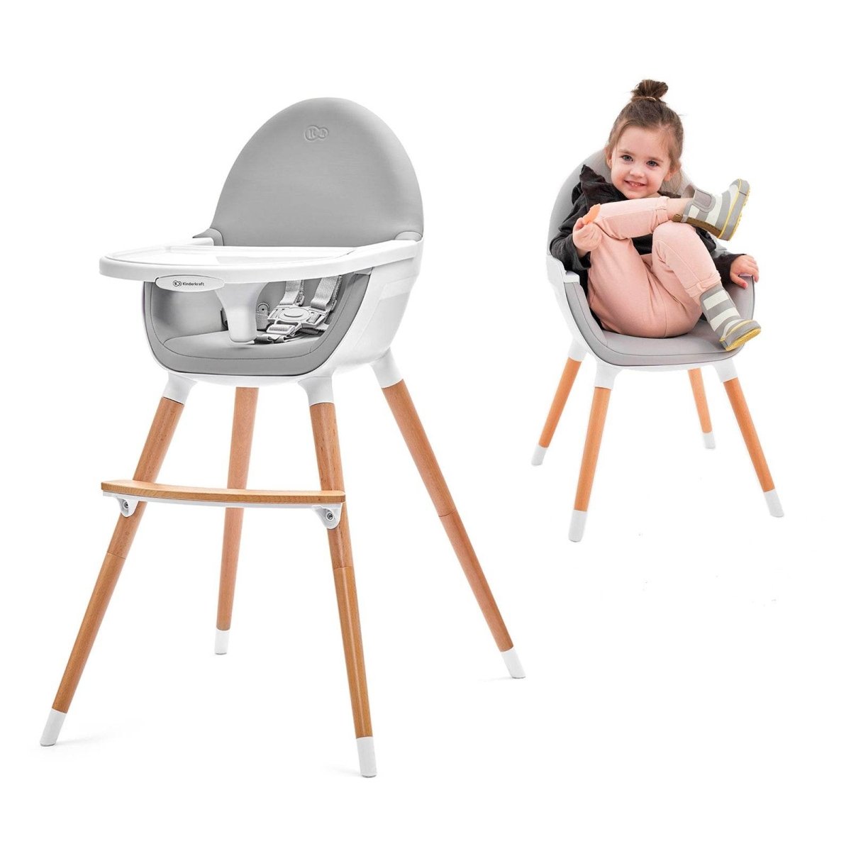 SCAUN DE MASA KINDERKRAFT FINI, 2 IN 1, GREY Atelieru' lui Mesterica | Jucarii, haine si incaltaminte pentru copii