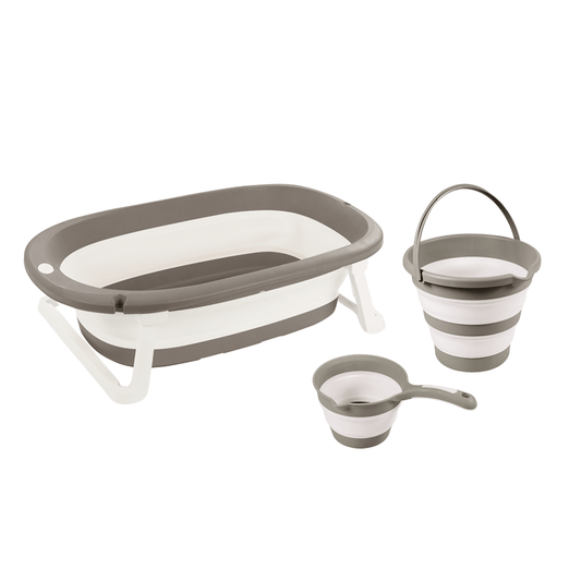 Set 3 in 1 cu cadita pliabila - Gri Atelieru' lui Mesterica | Jucarii, haine si incaltaminte pentru copii