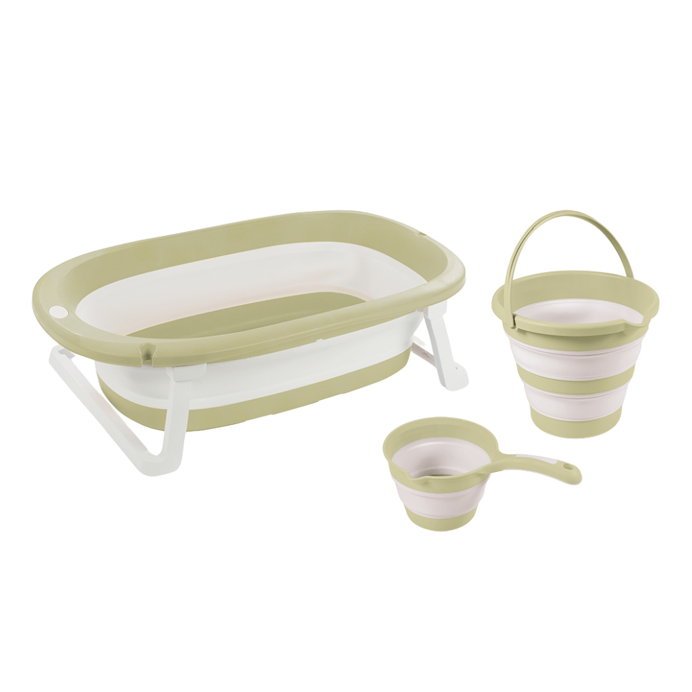 Set 3 in 1 cu cadita pliabila - Verde eco Atelieru' lui Mesterica | Jucarii, haine si incaltaminte pentru copii