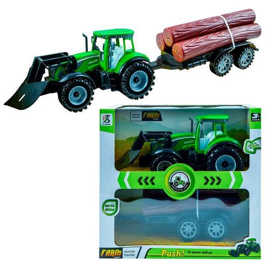 Tractor cu frictiune si remorca lemne Atelieru' lui Mesterica | Jucarii, haine si incaltaminte pentru copii