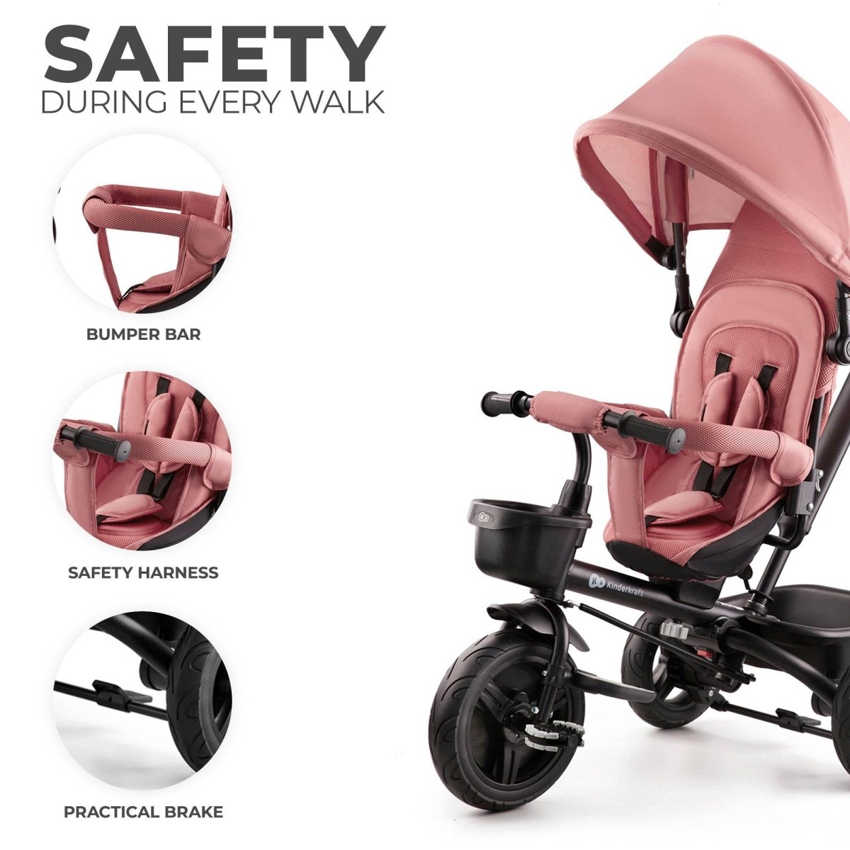TRICICLETA COPII KINDERKRAFT AVEO, ROSE PINK Atelieru' lui Mesterica | Jucarii, haine si incaltaminte pentru copii